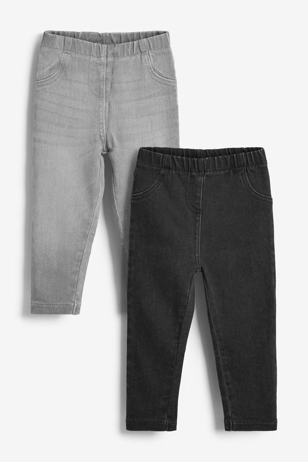 Black/Grey Denim 2 Pack Elasticated Waist Jeggings (3mths-7yrs)