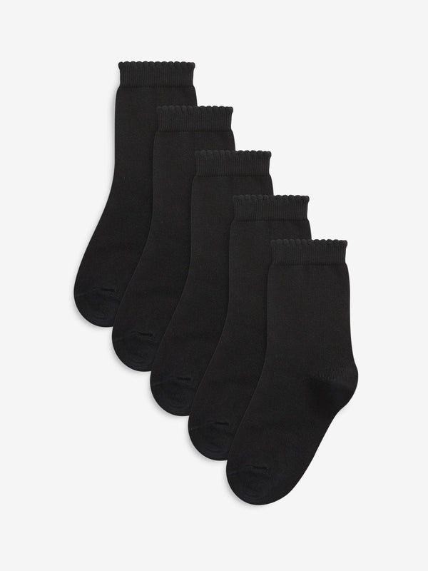 Black 5 Pack Cotton Rich School Ankle Socks
