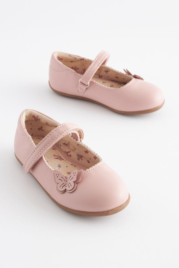 Pink Wide Fit (G) Butterfly Mary Jane Shoes