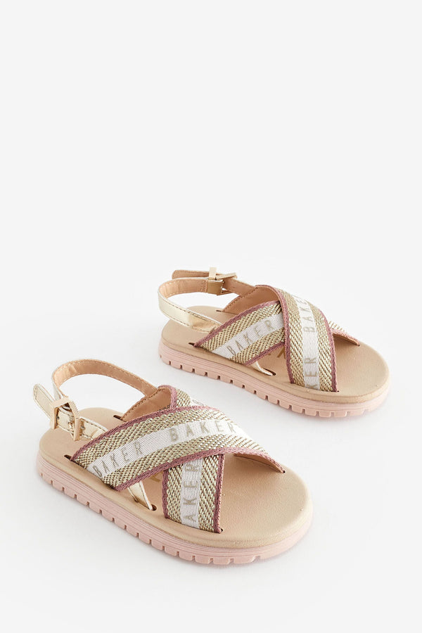 Baker by Ted Baker Girls Woven and Metallic Wedge Sandals