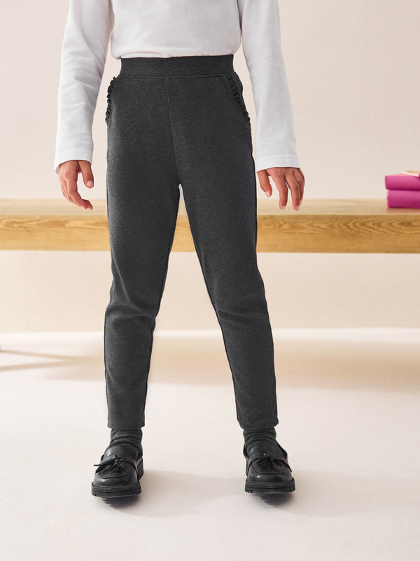 Charcoal Grey Pull-On Cotton Rich Stretch School Trousers (3-16yrs)