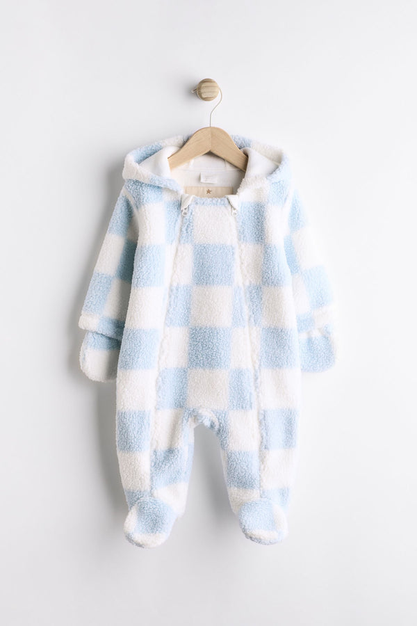 Blue/White Checkerboard Baby Pramsuit (0mths-2yrs)