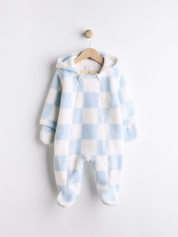 Blue/White Checkerboard Baby Pramsuit (0mths-2yrs)