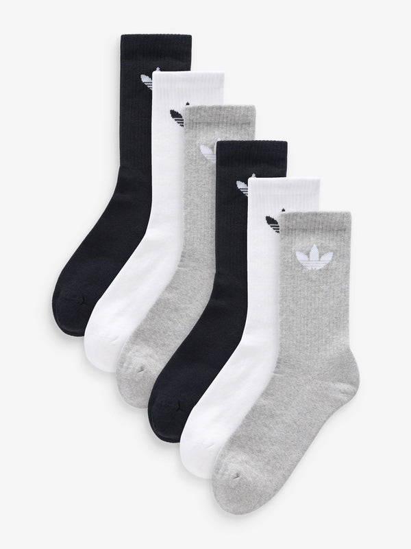 adidas Originals Black Trefoil Crew Socks 6 Pack