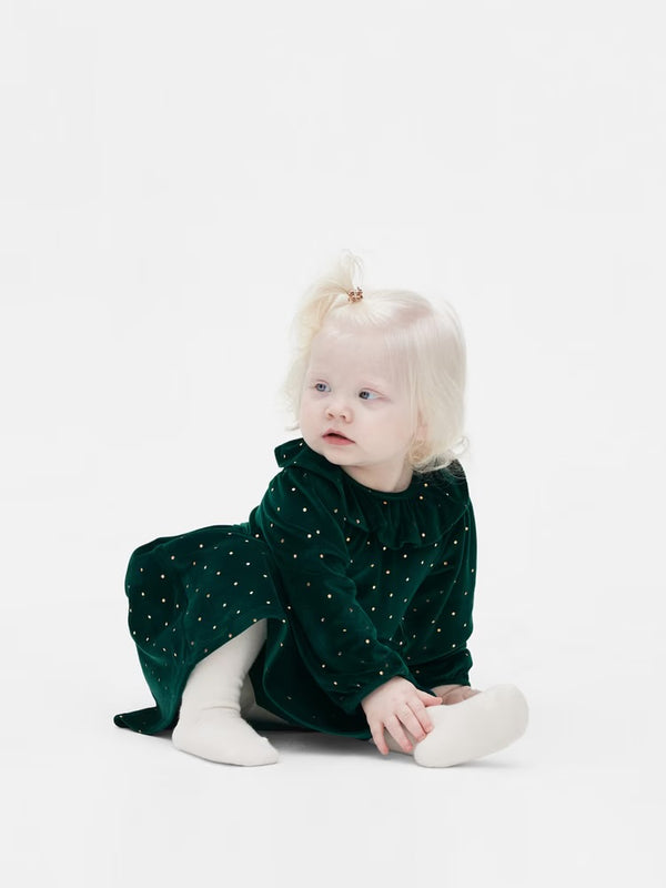 Christmas green velvet dress