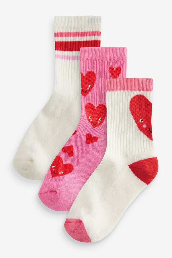 Pink/White Cotton Rich Cushioned Sole Ankle Socks 3 Pack