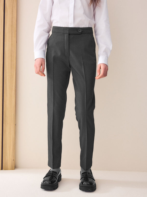 Grey Plain Front School Trousers (3-18yrs)