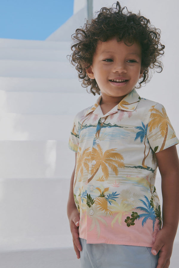 Multi Palm Scene Short Sleeve Printed Shirt (3mths-7yrs)