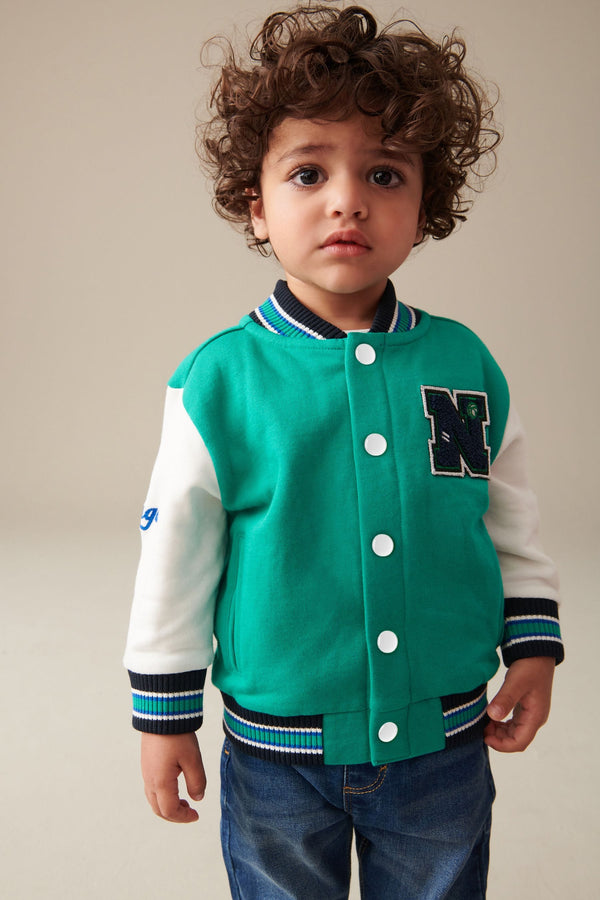 Green 100% Cotton Letterman Jacket (3mths-7yrs)