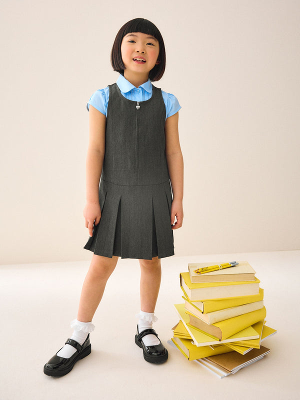 Grey Regular Fit Zip Front School Pinafore (3-14yrs)
