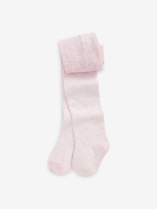 Pink Cotton Rich Textured Heart Tights