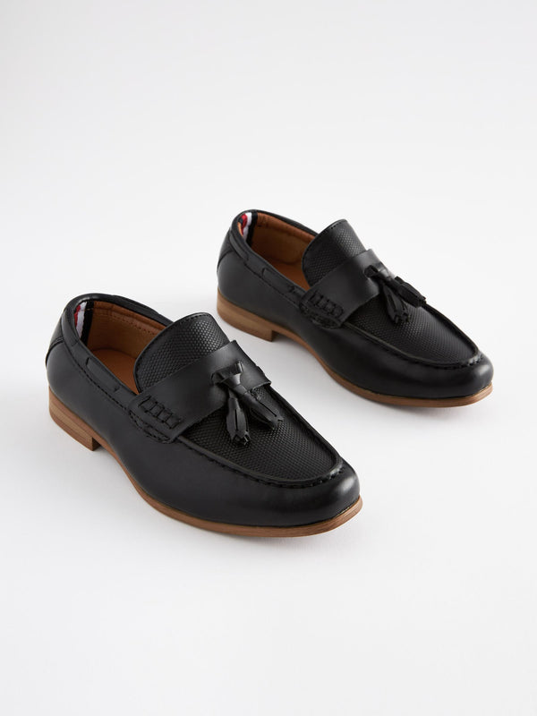 Black Tassel Standard Fit (F) Smart Tassel Detail Loafers