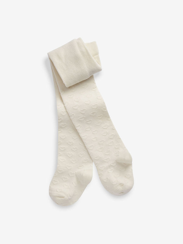 Ecru Cream Cotton Rich Textured Heart Tights