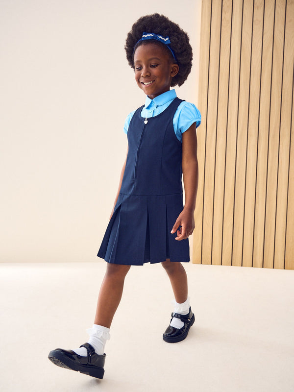 Navy Blue Regular Fit Zip Front School Pinafore (3-14yrs)