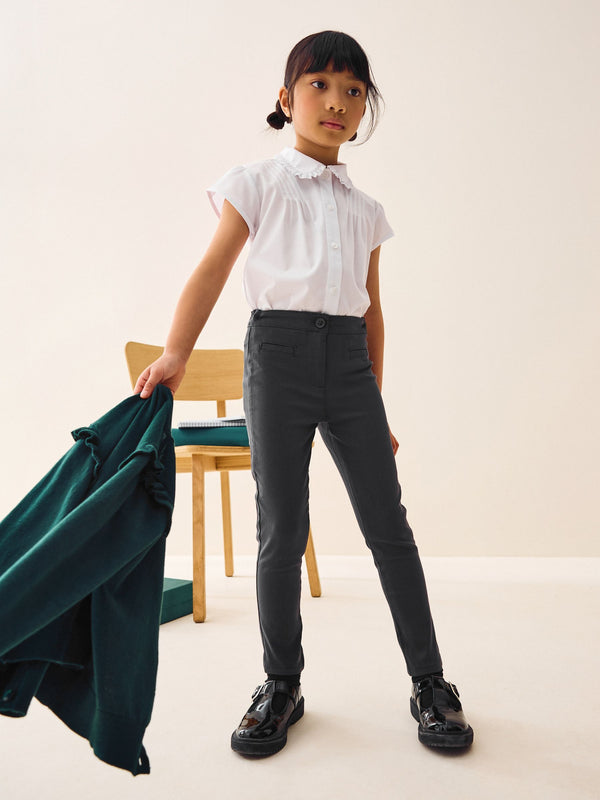 Charcoal Grey Regular Length School Skinny Stretch Trousers (3-18yrs)