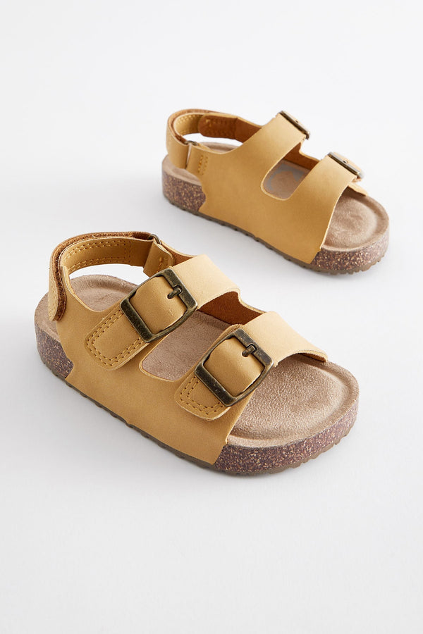 Yellow Double Buckle Cushioned Footbed Sandals