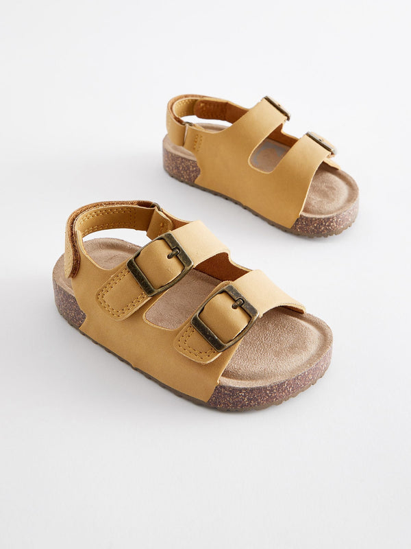 Yellow Standard Fit (F) Double Buckle Cushioned Footbed Sandals