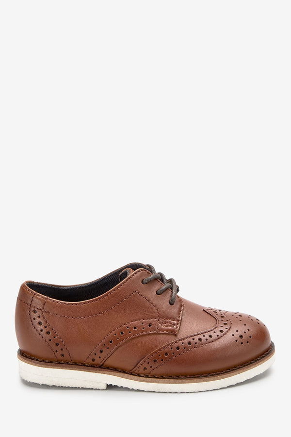 Tan Brown Standard Fit (F) Smart Leather Brogue Shoes