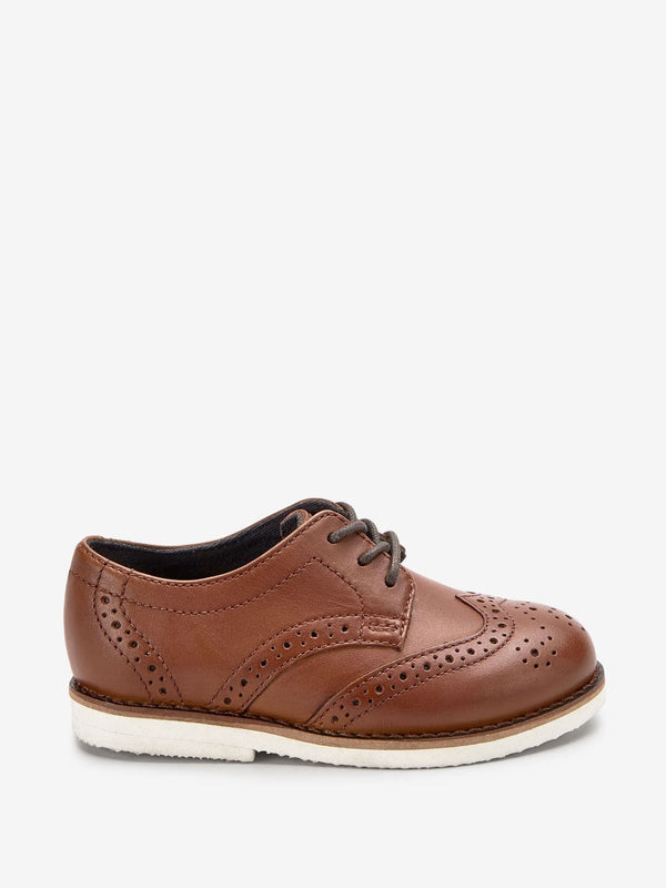 Tan Brown Standard Fit (F) Smart Leather Brogue Shoes