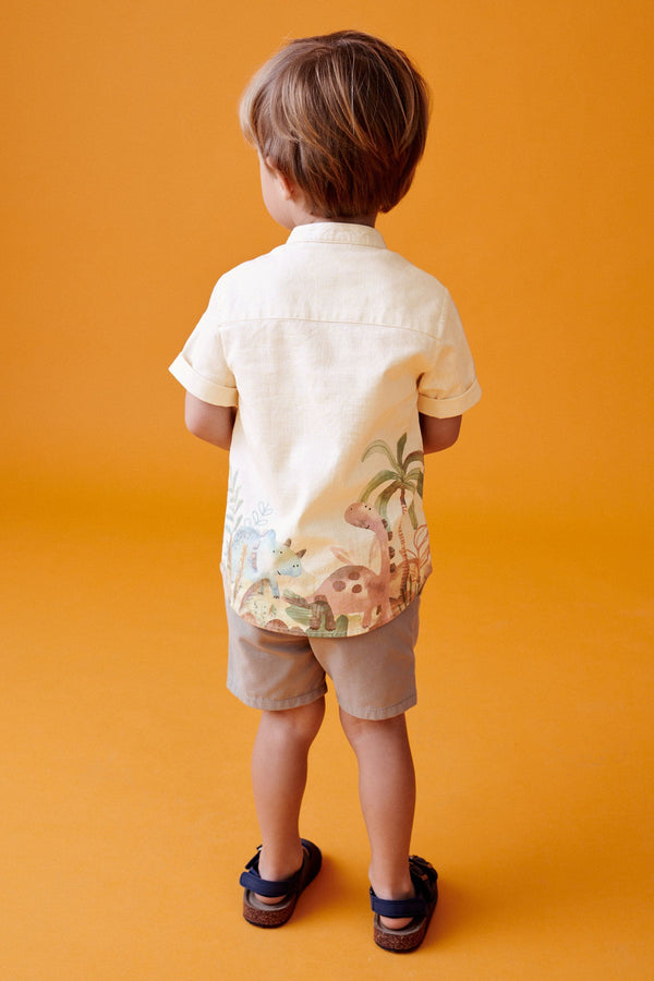 Neutral 100% Cotton Short Sleeve Printed Shirt (3mths-7yrs)