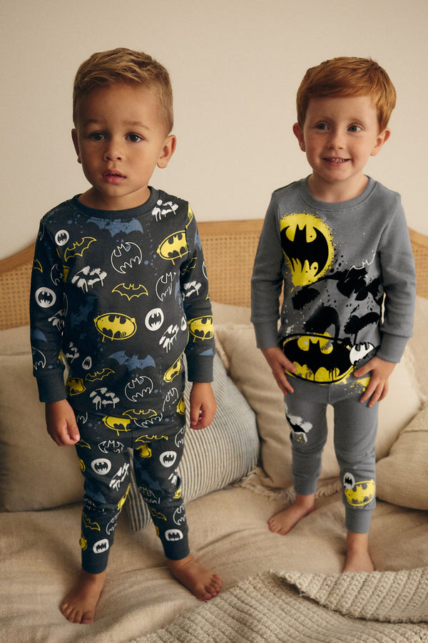 Black/Grey/Yellow Batman 100% Cotton Snuggle Pyjamas 2 Pack (9mths-10yrs)