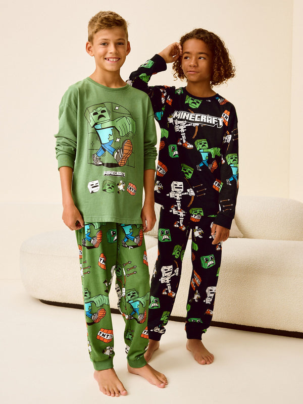 Black/Green Minecraft Pyjamas 2 Pack (5-16yrs)