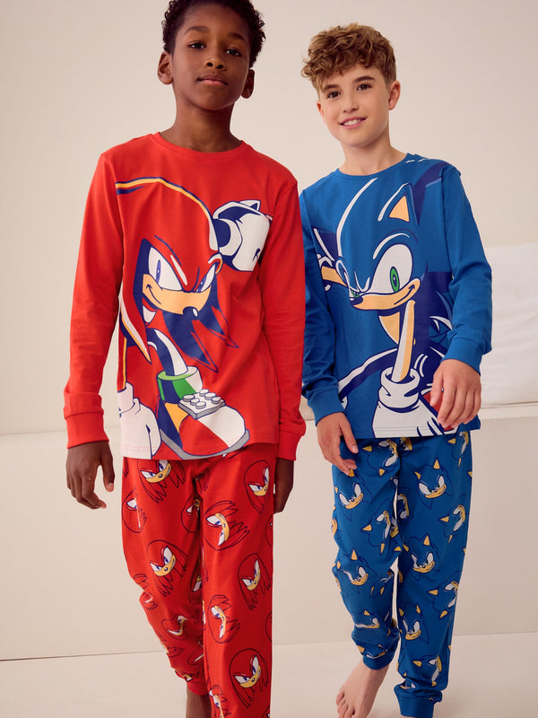 Blue/Red Sonic and Knuckles Long Leg Pyjamas 2 Pack (3-12yrs)