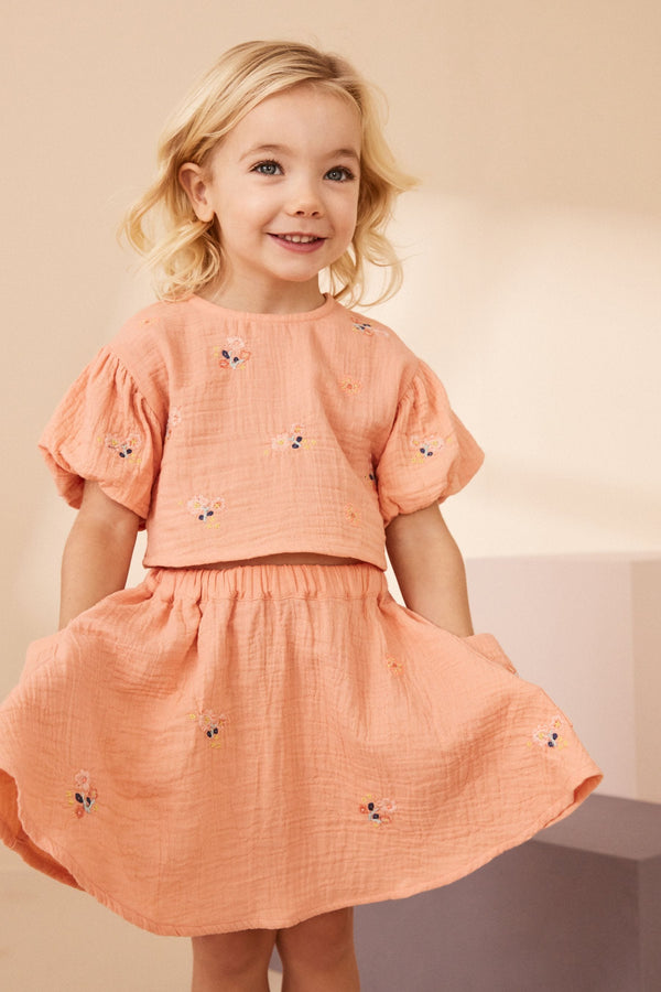 Peach Pink Top & Skirt Set (3mths-7yrs)