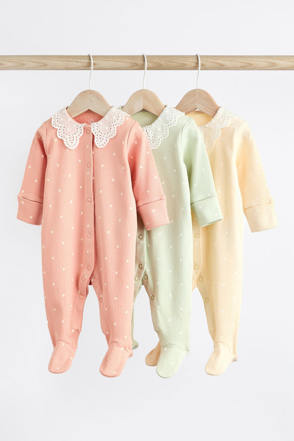 Peach Pink Baby Collared Sleepsuit (immediate)