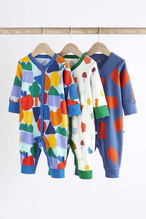 Blue Rainbow Footless Baby Sleepsuit 3 Pack (0-3yrs)