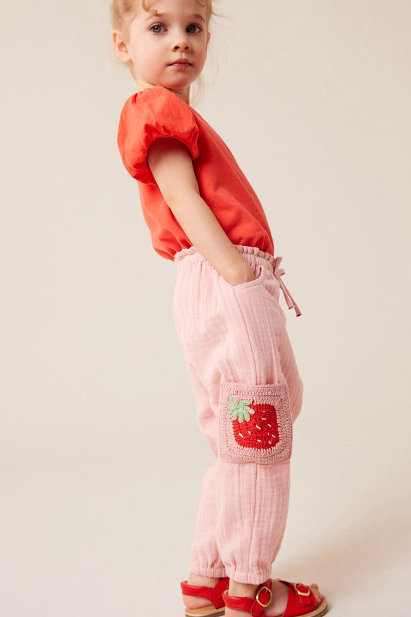 Pink Crochet Pocket Trousers (3mths-7yrs)