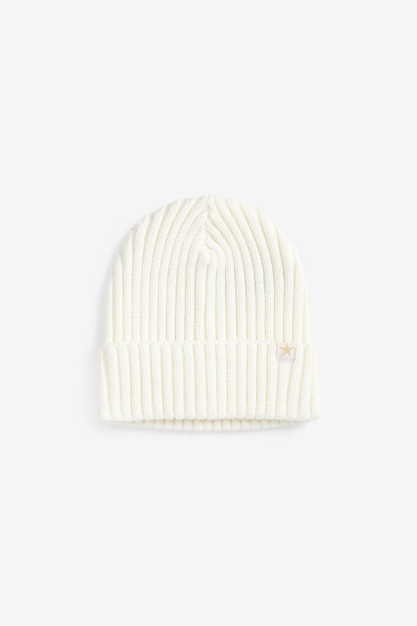 Ecru White Rib Beanie Hat (1-16yrs)