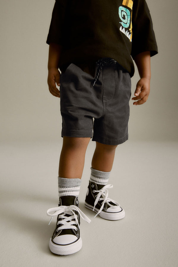 Black 100% Cotton Pull-On Shorts (3mths-7yrs)