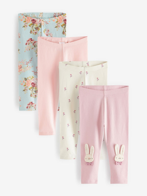 Pink Bunny Leggings 4 Pack (3mths-7yrs)