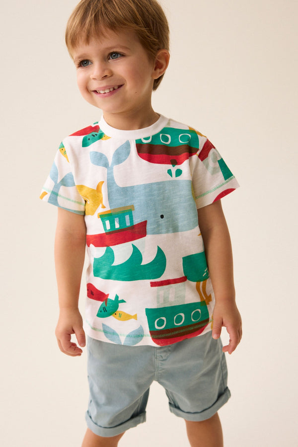 Red/Green All-Over Print 100% Cotton Short Sleeve T-Shirt (3mths-7yrs)