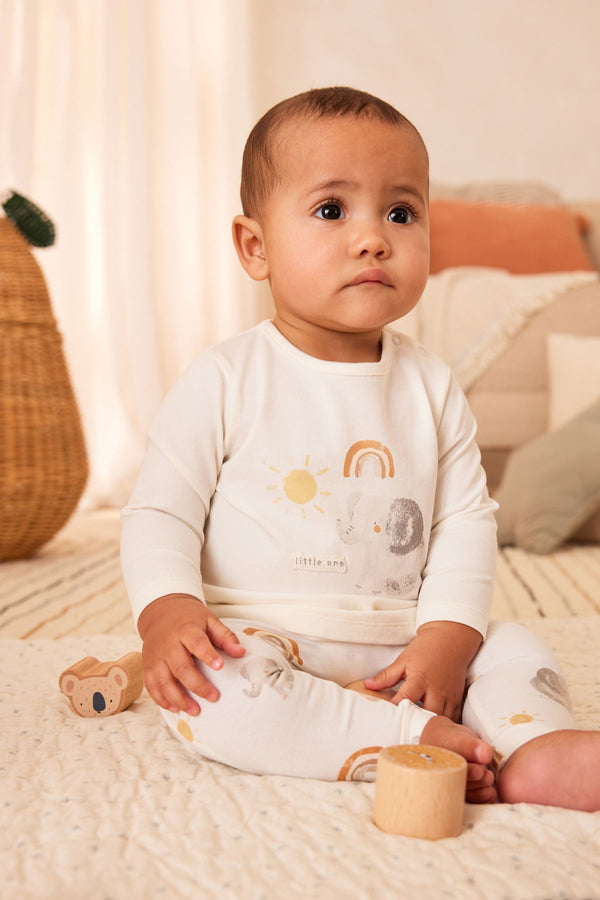 Cream Elephant Baby 100% Cotton Top And Leggings Set (0mths-2yrs)