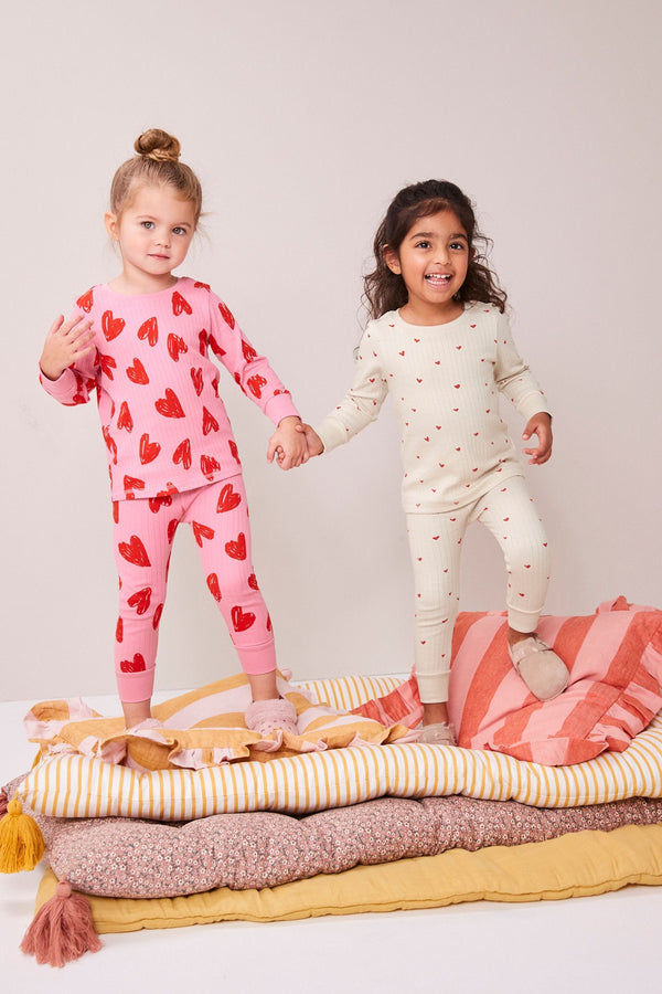 Pink/Cream Snuggle Pyjamas 2 Pack (9mths-12yrs)