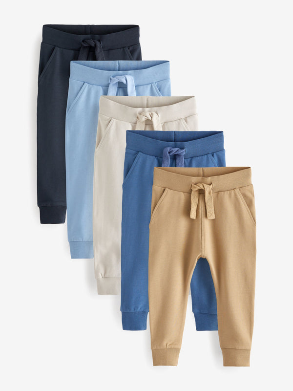 Navy/Blue/Tan Joggers 5 Pack (3mths-7yrs)