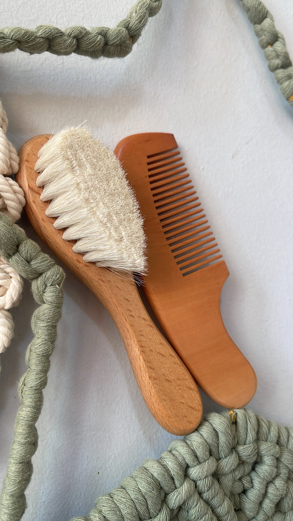 Wooden comb and baby brush