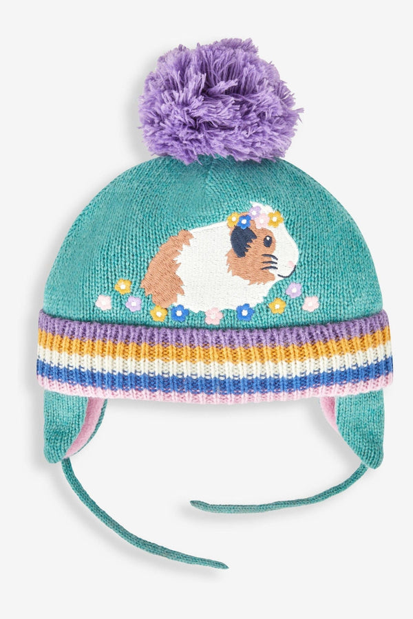 JoJo Maman Bébé Green Girls' Guinea Pig Embroidered Hat