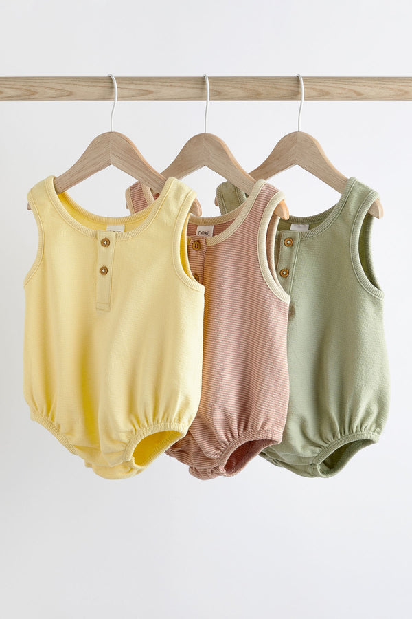 Minerals Baby 100% Cotton Jersey Bloomer Romper 3 Pack (0mths-3yrs)