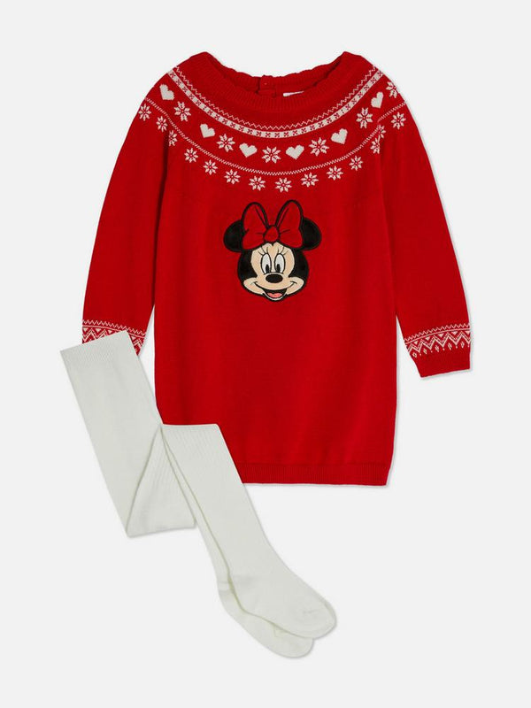 Primark Minnie Mouse Jumper Dress and Tights Set