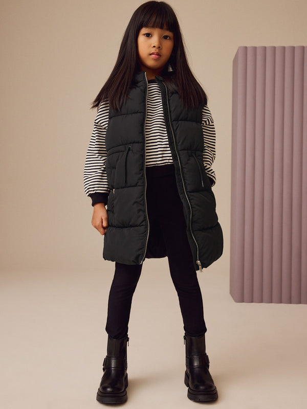 Black Hooded Padded Gilet (3-16yrs)