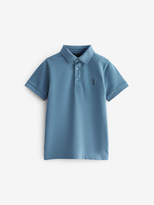 Blue Mid Short Sleeve Polo Shirt (3-16yrs)