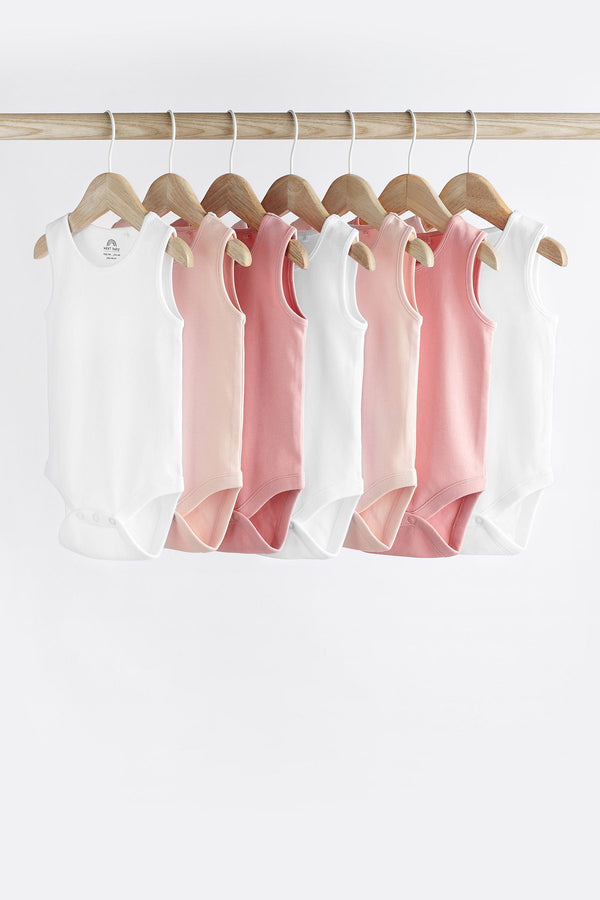 Pink/White Baby Vest Bodysuits