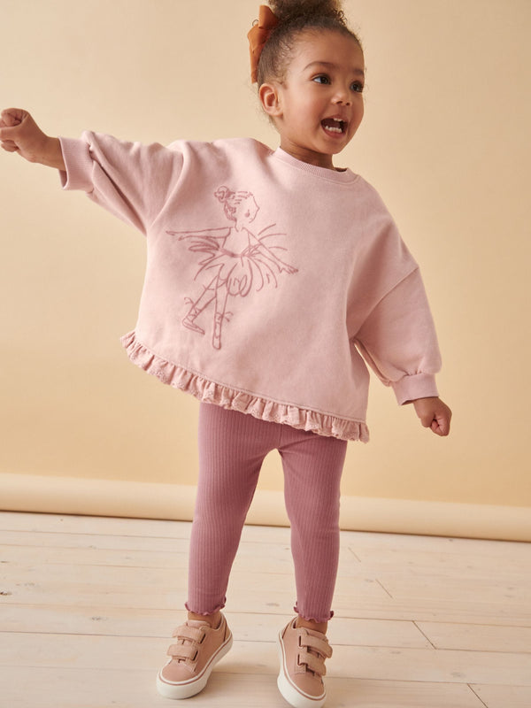 Pink Fairy Frill Hem Sweater & Leggings Set (3mths-7yrs)