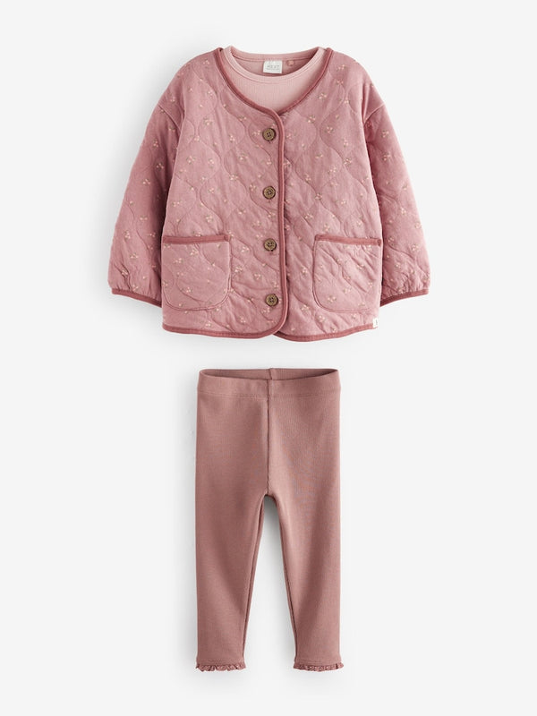 Pink Jacket, Top & Flare Leggings 3 Piece Set (immediate)