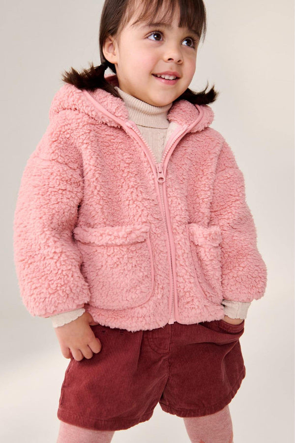 Pink Hooded Zip Fleece Jacket (3mths-7yrs)