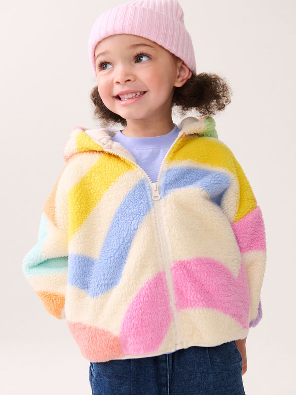 Rainbow Printed Hooded Zip Through Fleece Jacket (3mths-7yrs)