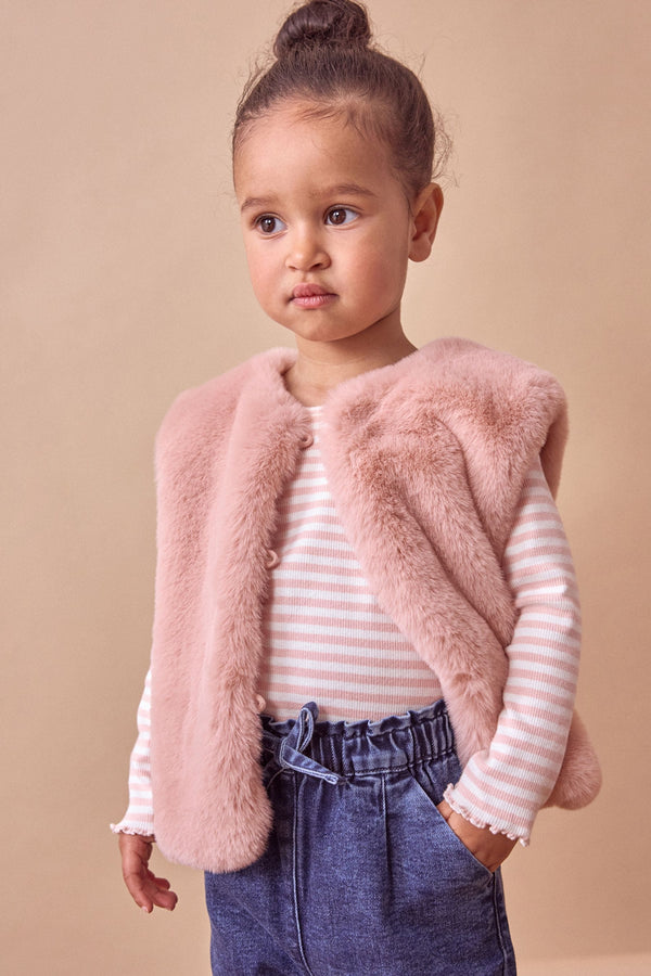 Pink Faux Fur Gilet (3mths-7yrs)